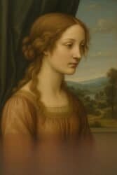 Ritratto di donna rinascimentale con sfondo paesaggistico