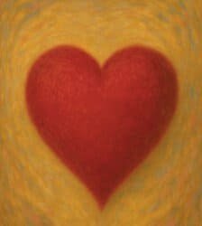 Cuore rosso su sfondo giallo astratto