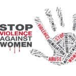 Grafica contro la violenza sulle donne con parole chiave