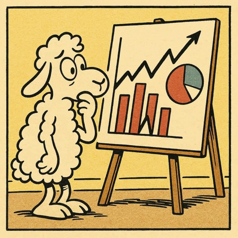 immagine di una pecora che guarda un grafico