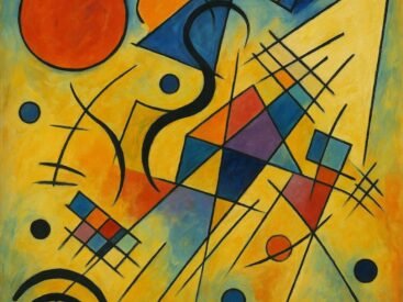 Dipinto astratto con forme geometriche colorate