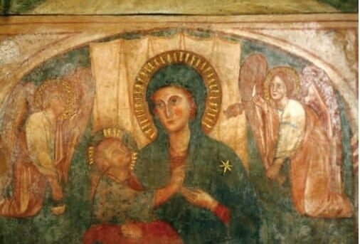Screenshot Affresco Madonna col Bambino e angeli