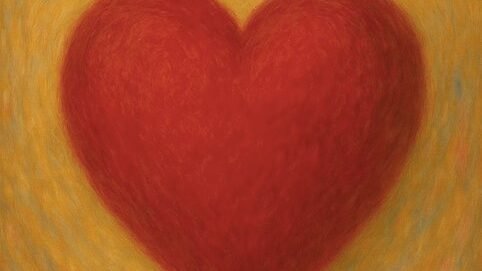 Cuore rosso su sfondo giallo astratto