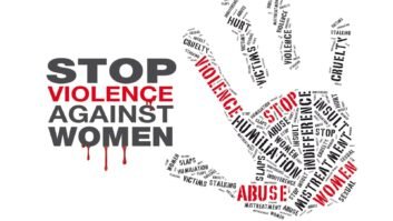 Grafica contro la violenza sulle donne con parole chiave