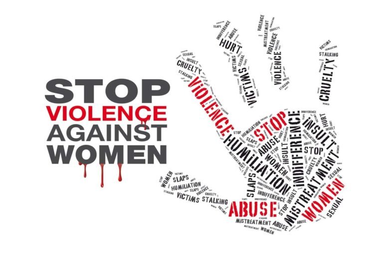 Grafica contro la violenza sulle donne con parole chiave