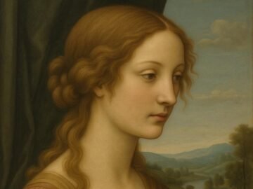 Ritratto di donna rinascimentale con sfondo paesaggistico