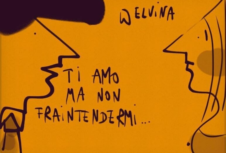 Disegno stilizzato di due persone che dialogano